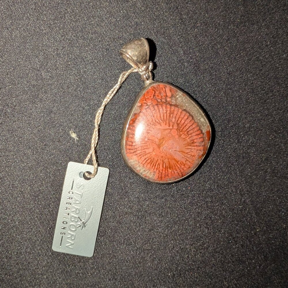 Sterling silver coral pendant